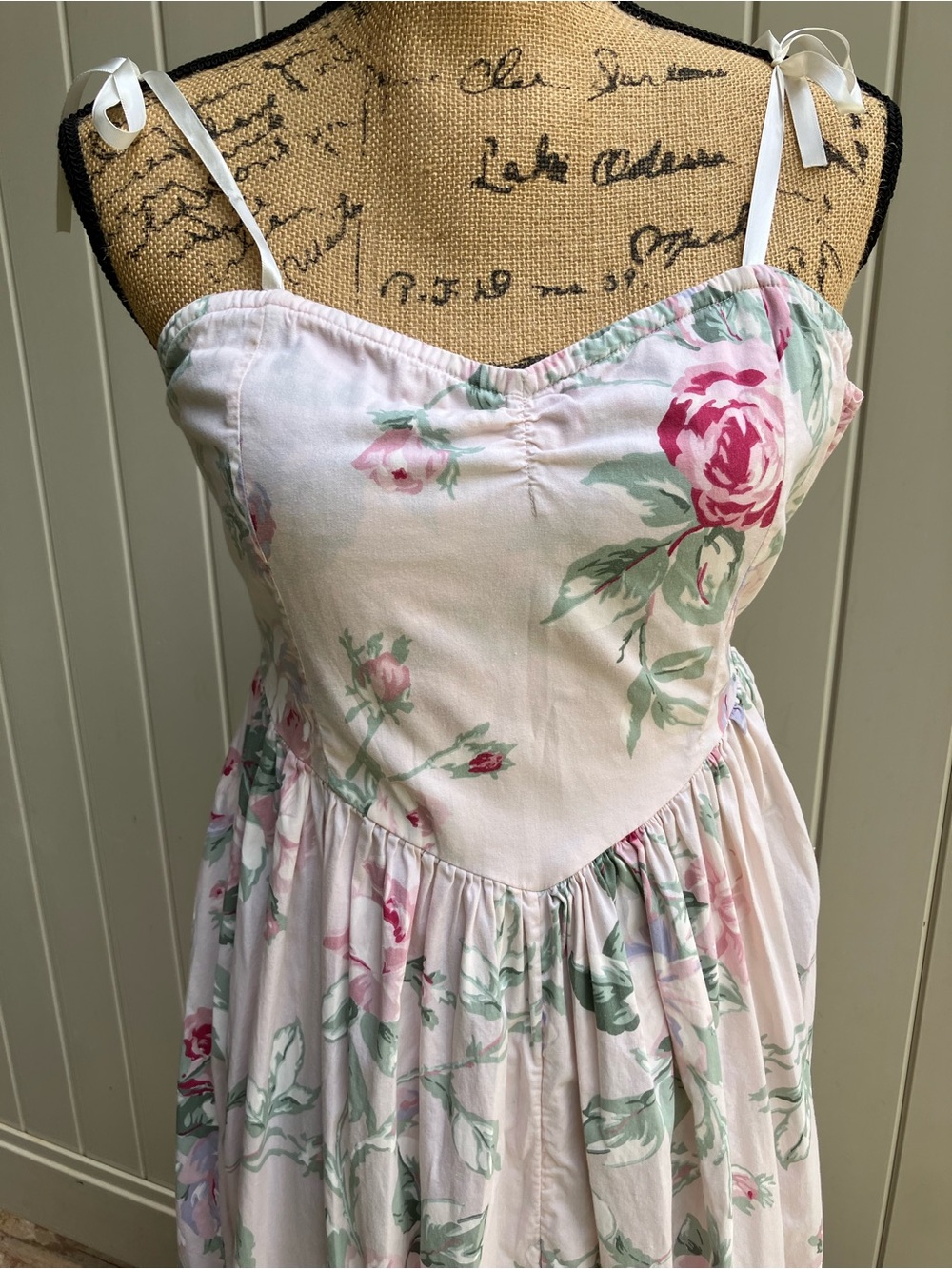 Floral strapless sweetheart basque waist 90s style dress small western festival - Picture 3 of 11